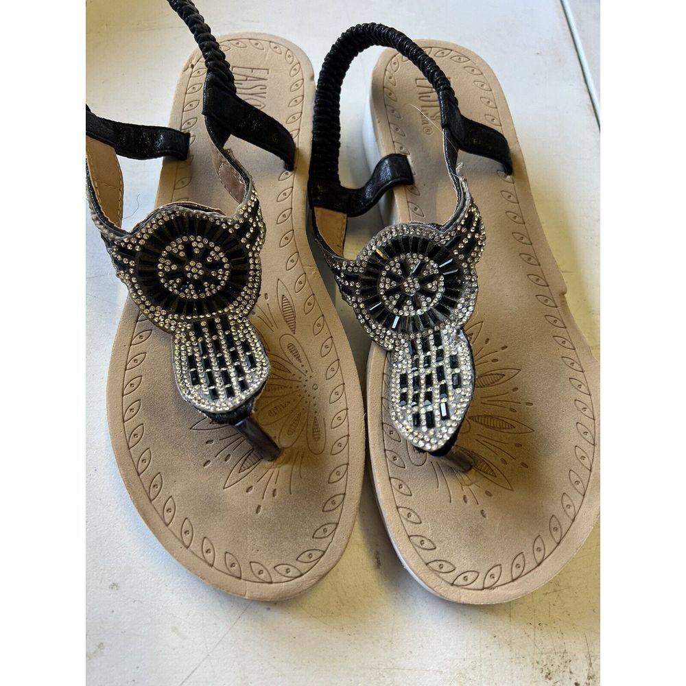 Easy USA Thong Sandals Size 10 Bling